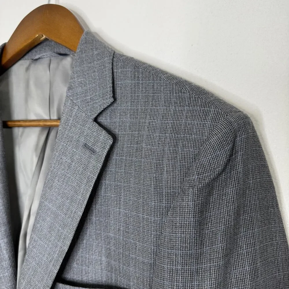 Ralph Lauren Blazer Mens 42R Gray Silk Wool Windowpane Sport Coat Canada